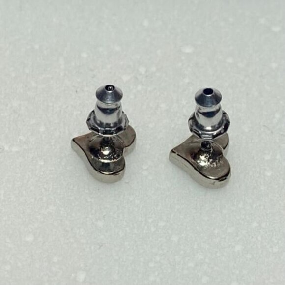 Vintage Turquiose Heart Coral Inlay Silver Earrings 1/4" Hearts Post Stud EUC - Picture 10 of 12